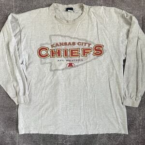 Men's Vintage 90's Kansas City Chiefs Heather Gray Long Sleeve T Shirt Tee Sz L